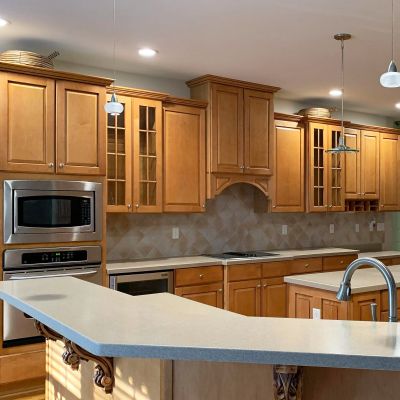 After Cabinet Repainting In Residential Kitchen