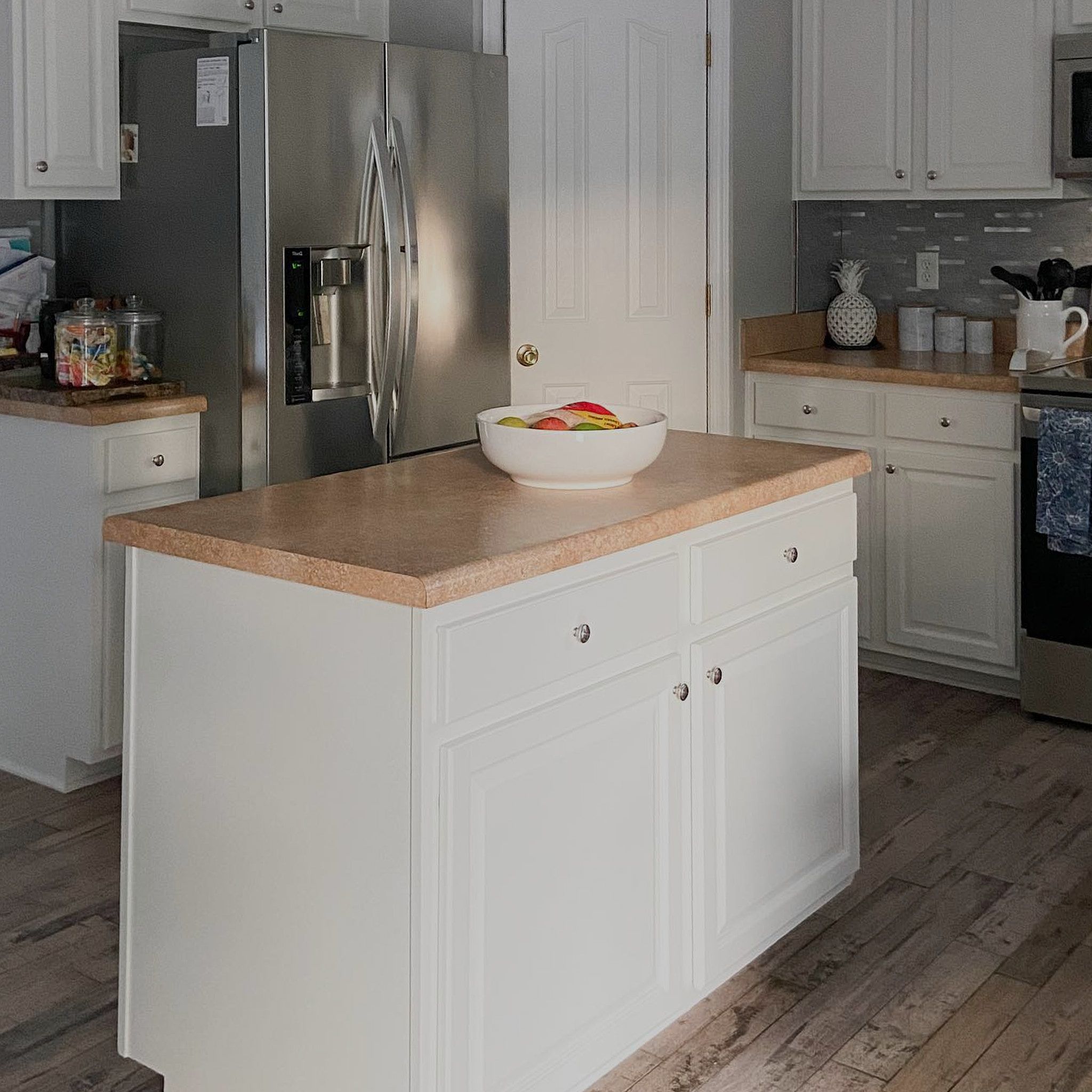 Kitchen Cabinet Island After Painting White