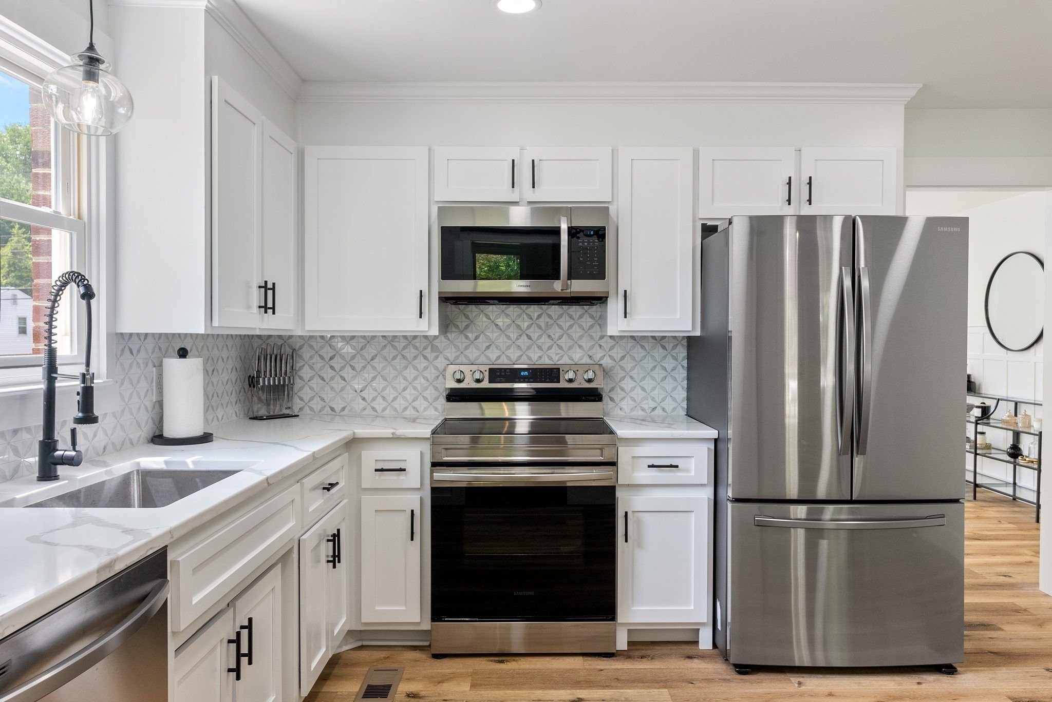 White Kitchen Cabinets After Refinishing