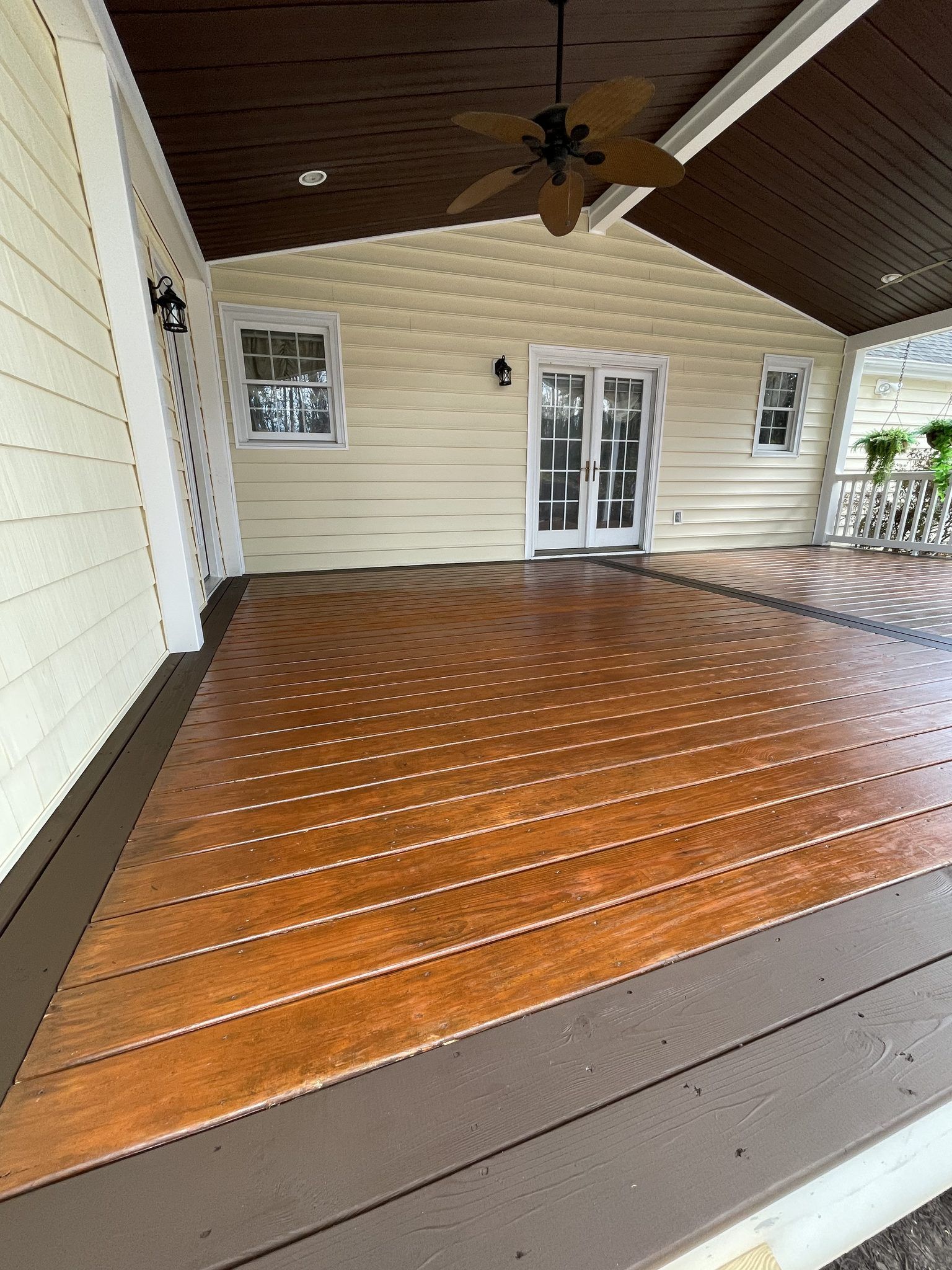Covered Porch Deck After Staining