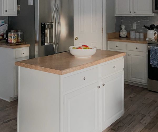 Kitchen Cabinet Island After Painting White