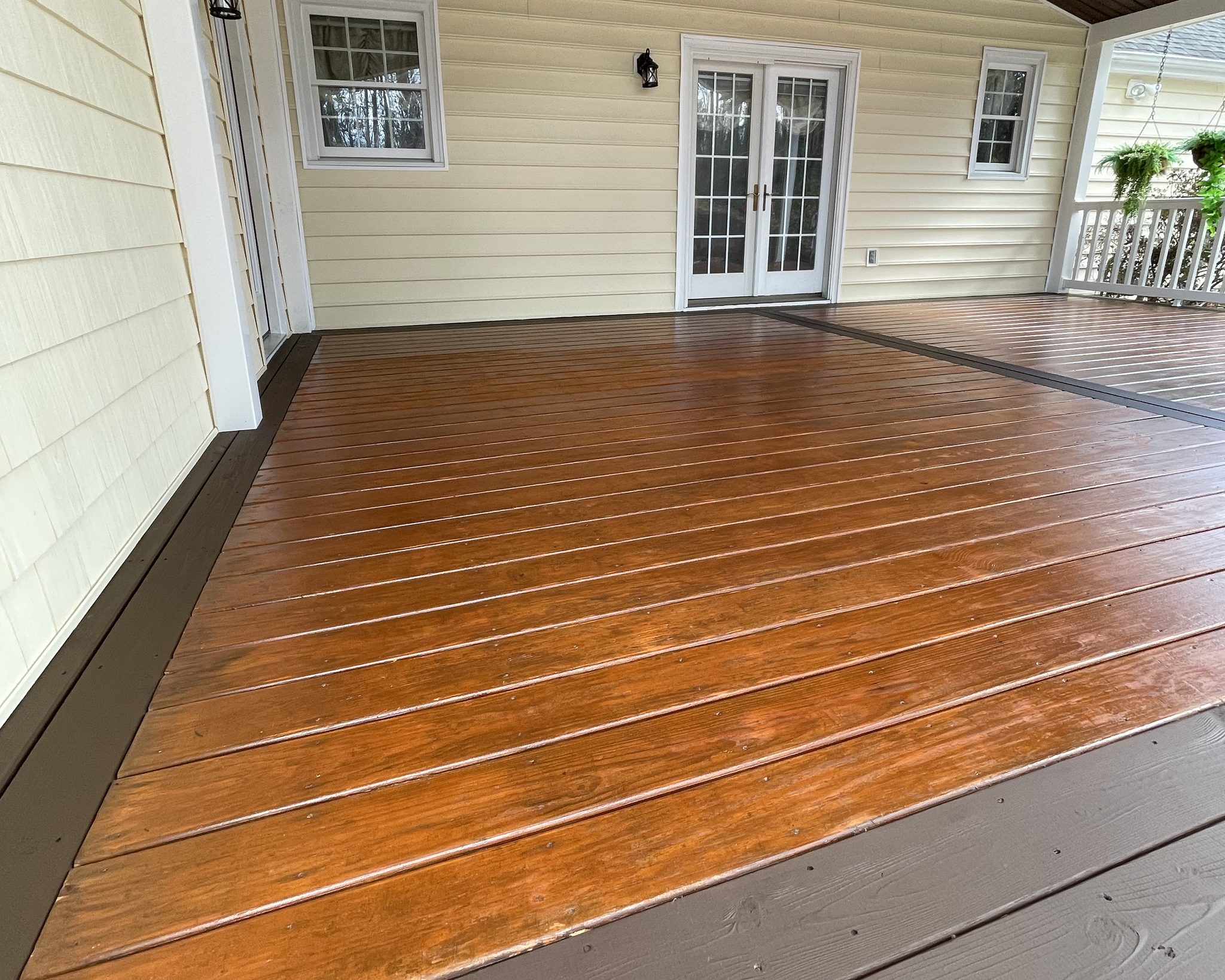 Covered Porch Deck After Staining