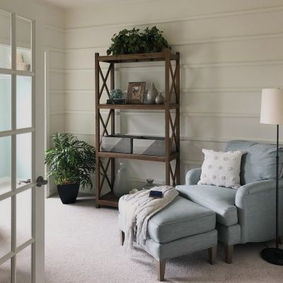 Corner Of A Room With Horizontal Line Patterns On The Cream-Colored Wall - Lets Upgrade Painting