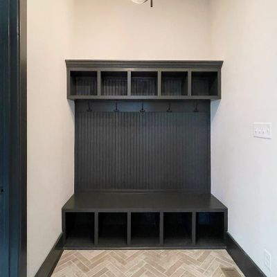 Narrow Room Inside A House With An Unfinished Interior Design Piece Of Dark Black Color