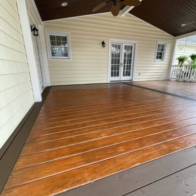 Covered Porch Deck After Staining